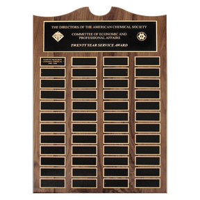20" x 30"/Plates 1 1/2" x 3 3/4" American Walnut 48 Plate Perpetual Plaque with Black Brass Plates