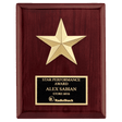 6" x 8" Star Casting with Gabled Points and Goldtone Finish on a Rosewood Piano Finish Plaque with a Black Laserable Plate