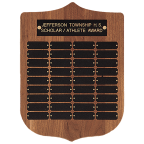 12" x 16"/Plates 7/8" x  2 1/2" American Walnut 36 Plate Perpetual Plaque with Black Brass Plates