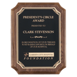 7" x 9" Airflyte Walnut Piano Finish Plaque with Gold Florentine Border Black LaserFX Plate