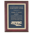7" x 9" Rosewood Piano Finish Plaque with a Sapphire Marble/Gold FlorentineDesign LaserFX Plate
