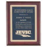 Rosewood Piano Finish Plaque with a Sapphire Marble/Gold 9" x 12" Florentine Design LaserFX Plate