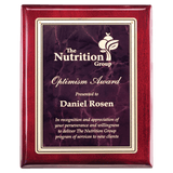 Rosewood Piano Finish Plaque with Ruby Marble/Gold 7" x 9" Florentine Design LaserFX Plate