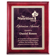 9" x 12" Rosewood Piano Finish Plaque with Ruby Marble/Gold Florentine Design LaserFX Plate