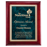 Rosewood Piano Finish Plaque with Emerald Marble/Gold 7" x 9" Florentine Design LaserFX Plate