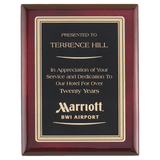Rosewood Piano Finish Plaque with Gold Border Black Airflyte Premium LaserFX Plate