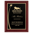 9" x 12" Airflyte Premium Rosewood Piano Finish Plaque with Shooting Star Accent Engraving Plate