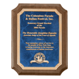 9" x 12" Airflyte Premium Walnut Piano Finish Plaque with Gold Florentine Border Sapphire Marble LaserFX Plate