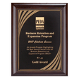 8" x 10" Hand Rubbed Cherry Finish Plaque with Cascading Gold Swirl Design Laserable Black Brass Plate