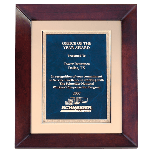 12" x 15" Airflyte Cherry Finish with Gold Metal Background and Sapphire Marble and Gold Florentine Border LaserFX Plate