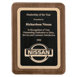 9" x 12" Airflyte Premium Walnut Piano Finish Plaque with Gold Florentine Border Textured LaserFX Plate