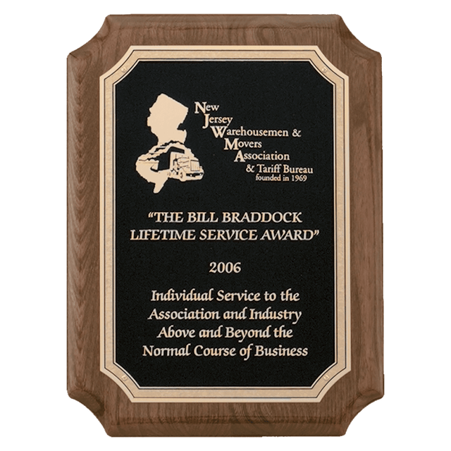 8" x 10 1/2" Airflyte Premium Walnut Piano Finish Plaque with Gold Florentine Border Textured Black LaserFX Plate