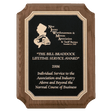 9" x 12" Airflyte Premium Walnut Piano Finish with Gold FLorentine Border Textured Black LaserFX Plate