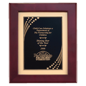 12" x 15" Airflyte Rosewood Piano Finish Frame with Gold Metal Background and Florentine Design Star Border Plate
