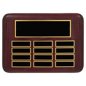 9" x 12"/Plates 7/8" x 2 3/4" Rosewood Piano 12 Plate Perpetual Plaque with Black Brass Plates