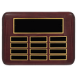 9" x 12"/Plates 7/8" x 2 3/4" Rosewood Piano 12 Plate Perpetual Plaque with Black Brass Plates