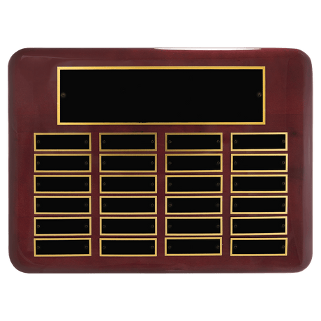 11" x 15"/Plates 7/8" x 2 3/4" Rosewood Piano Finish 24 Plate Perpetual Plaque with Black Brass Plates
