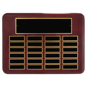 11" x 15"/Plates 7/8" x 2 3/4" Rosewood Piano Finish 24 Plate Perpetual Plaque with Black Brass Plates