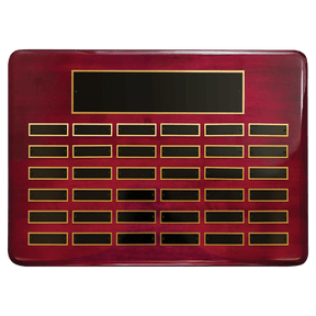 15" x 21"/Plates 7/8" x 2 3/4" Rosewood Piano Finish 36 Plate Perpetual Plaque with Black Brass Plates