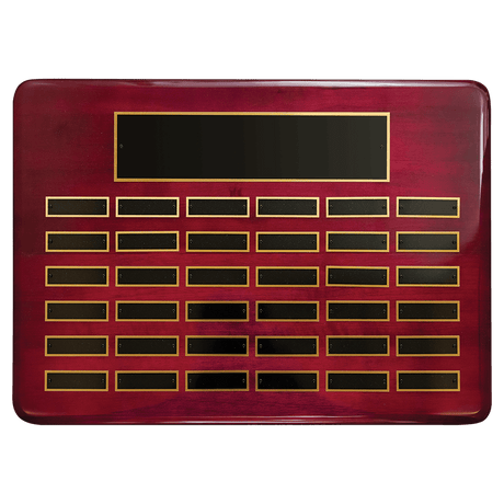 15" x 21"/Plates 7/8" x 2 3/4" Rosewood Piano Finish 36 Plate Perpetual Plaque with Black Brass Plates