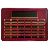 Rosewood Piano Finish 36 Plate Perpetual Plaque with Black Brass 15" x 21"/Plates 7/8" x 2 3/4" Plates