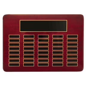 11" x 21"/Plates 7/8" x 2 3/4" Rosewood Piano Finish 40 Plate Perpetual Plaque with Black Brass Plates