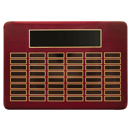 15" x 21"/Plates 7/8" x 2 3/4" Rosewood Piano Finish 48 Plate Perpetual Plaque with Black Brass Plates