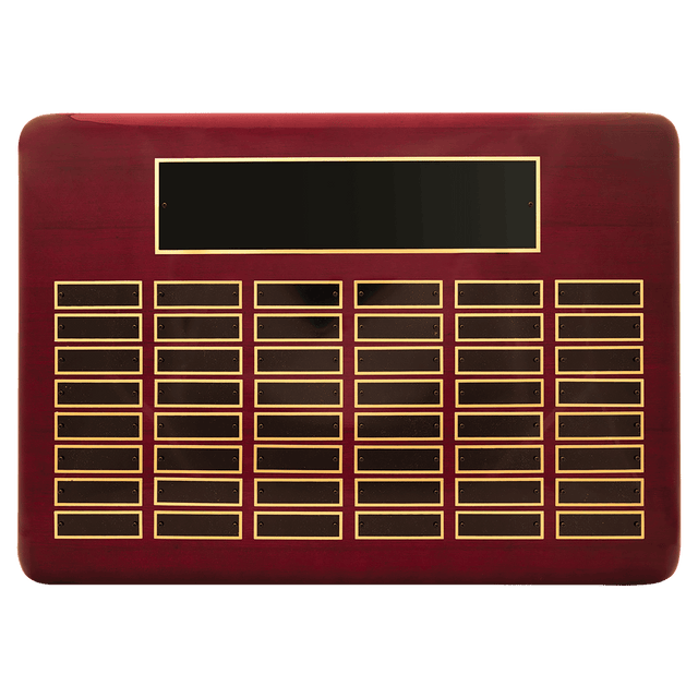 15" x 21"/Plates 7/8" x 2 3/4" Rosewood Piano Finish 48 Plate Perpetual Plaque with Black Brass Plates