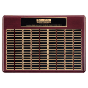22" x 30"/Plates 7/8" x 2 3/4" Rosewood Piano Finish 96 Plate Perpetual Plaque with Black Brass Plates
