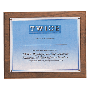 10 1/2" x 13- Holds 8 1/2" x 11" Solid Walnut Certificate Plaque with Plexiglass Cover
