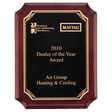 9" x 12" Airflyte Rosewood Piano Finish Plaque with Gold Border Black LaserFX Plate