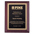 Hand Rubbed Cherry Finish Plaque with Gold Florentine Border Black LaserFX Plate