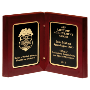 High Gloss Rosewood Book Award with Black Gold Border Plates