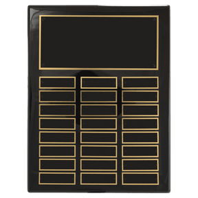 11" x 14" Airflyte Black Piano Finish 24 Plate Perpetual Plaque with Black Brass Plates