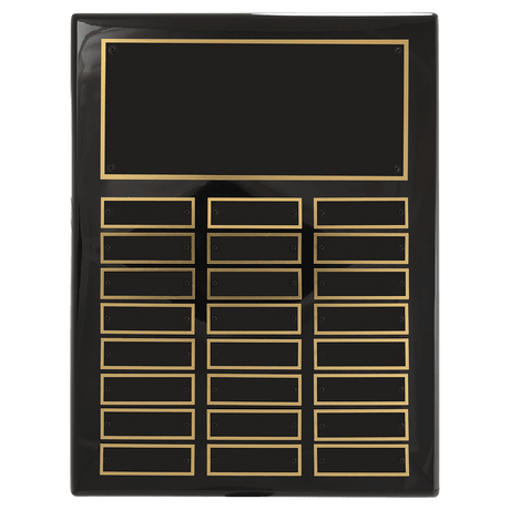 11" x 14" Airflyte Black Piano Finish 24 Plate Perpetual Plaque with Black Brass Plates
