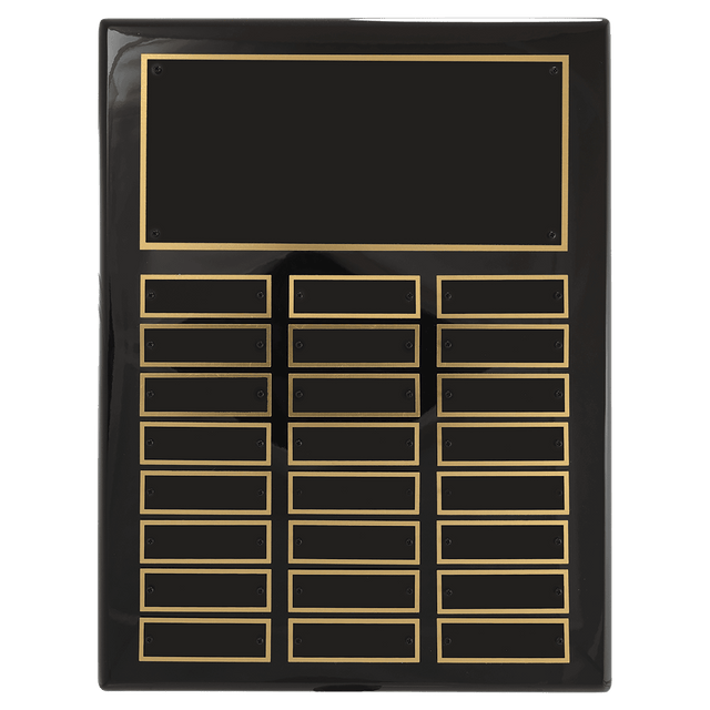 11" x 14" Airflyte Black Piano Finish 24 Plate Perpetual Plaque with Black Brass Plates
