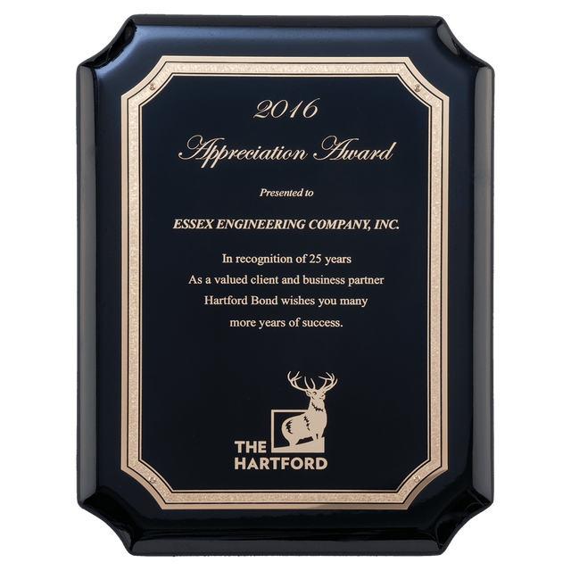 7" x 9" Black High Gloss Plaque with Gold Florentine Border LaserFX Plate