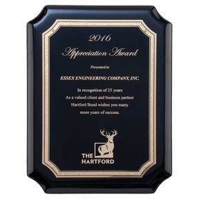9" x 12" Black High Gloss Plaque with Black Gold Florentine Border LaserFX Plate