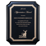 Black High Gloss Plaque with Black Gold 9" x 12" Florentine Border LaserFX Plate