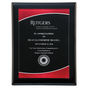 8" x 10" Airflyte Black Piano Finish Plaque with Red Border Acrylic Plate