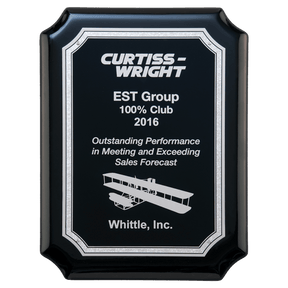 8" x 10 1/2" Black High Gloss Plaque with Black Silver Florentine Border Laserable Aluminum Plate