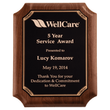 Walnut Plaque with Gold Border Black 9" x 12" American LaserFX Plate