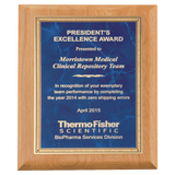 Alder Wood Plaque with Sapphire Marble Gold 9" x 12" Natural Florentine Bordered LaserFX Plate