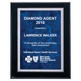 Black High Gloss Plaque with Sapphire Marble/Silver 9" x 12" Airflyte Florentine Border Plate