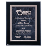 Black High Gloss Plaque with Gray Marble/Silver 7" x 9" Airflyte Florentine Border Plate