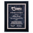 8" x 10" Airflyte Black High Gloss Plaque with Gray Marble/Silver Florentine Border Plate