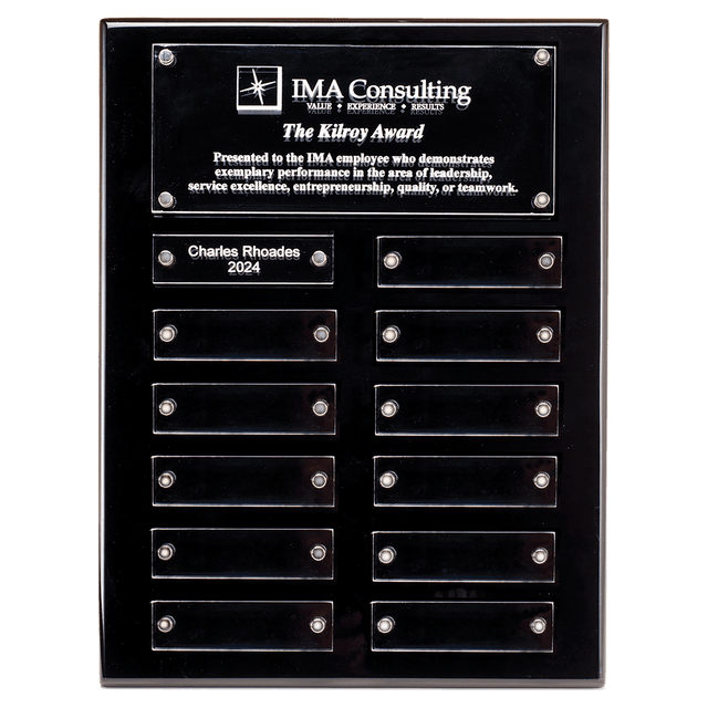 Black High Gloss Plaque with 12 Acrylic Engraving Plates