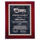 Rosewood High Gloss Plaque with Gray Marble/Silver 7" x 9" Airflyte Florentine Border Plate