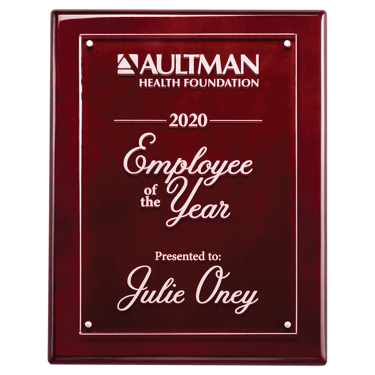 Rosewood 8x10 High Gloss Plaque wtih Acrylic Engraving Plate