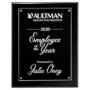8x10 Black High Gloss Plaque wtih Acrylic Engraving Plate